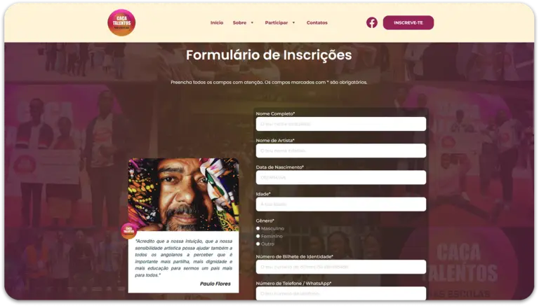 Caça Talentos nas Escolas - Concurso (Luanda)- Criação de websites - designer de websites freelancer