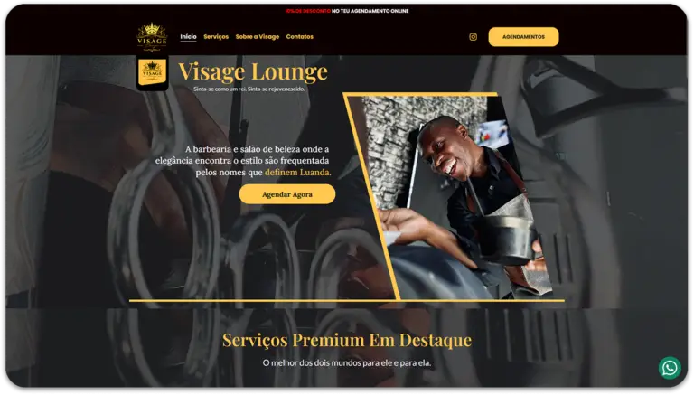 Visage Lounge - Barbearia E Salão de Beleza (Luanda)- Criação de websites- designer de websites freelancer