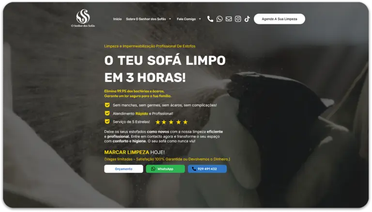 Senhor dos Sofás - Higienização de Estofos (Lisboa)- Criação de websites- designer de websites freelancer