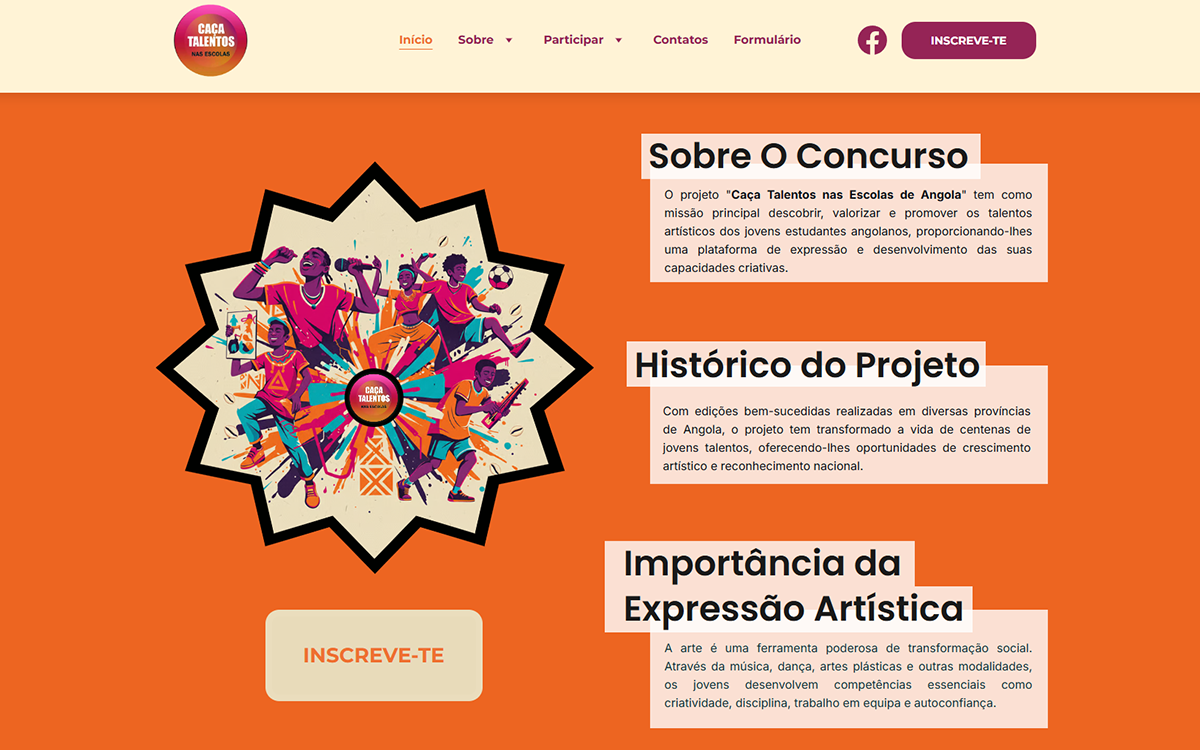 website do Caça Talentos nas Escolas criado pela AI.rton