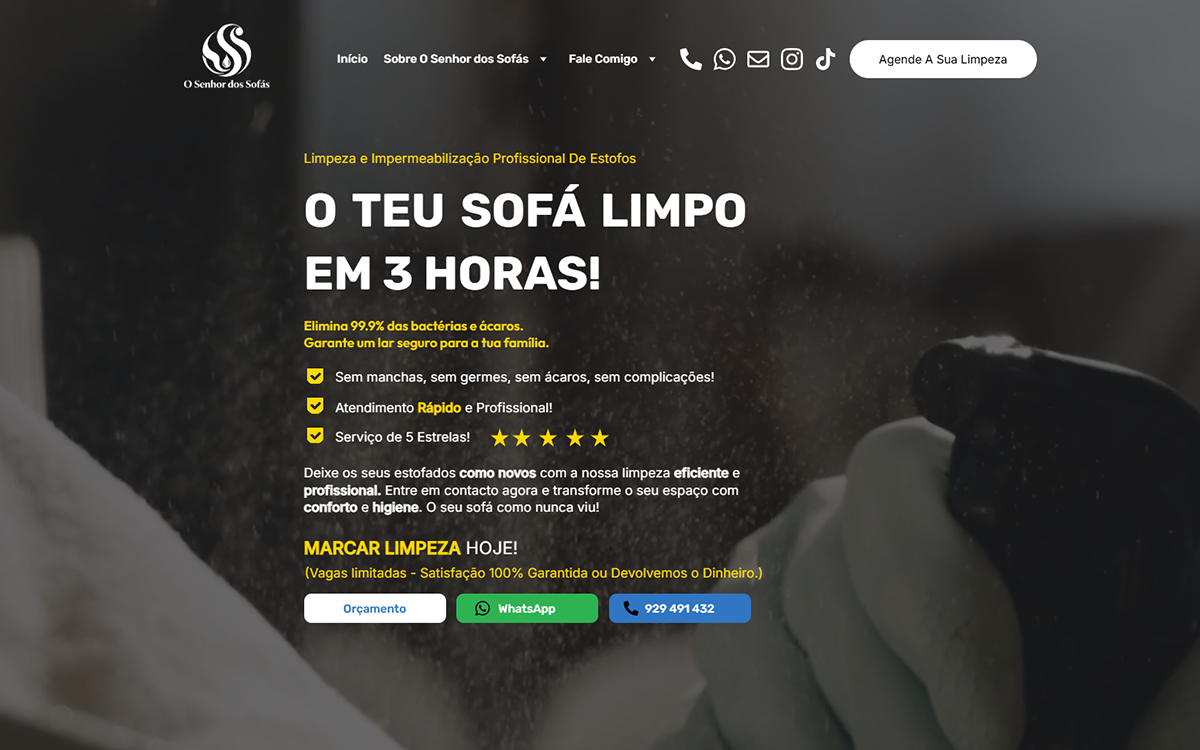 website do Senhor dos Sofás criado pela AI.rton em Luanda